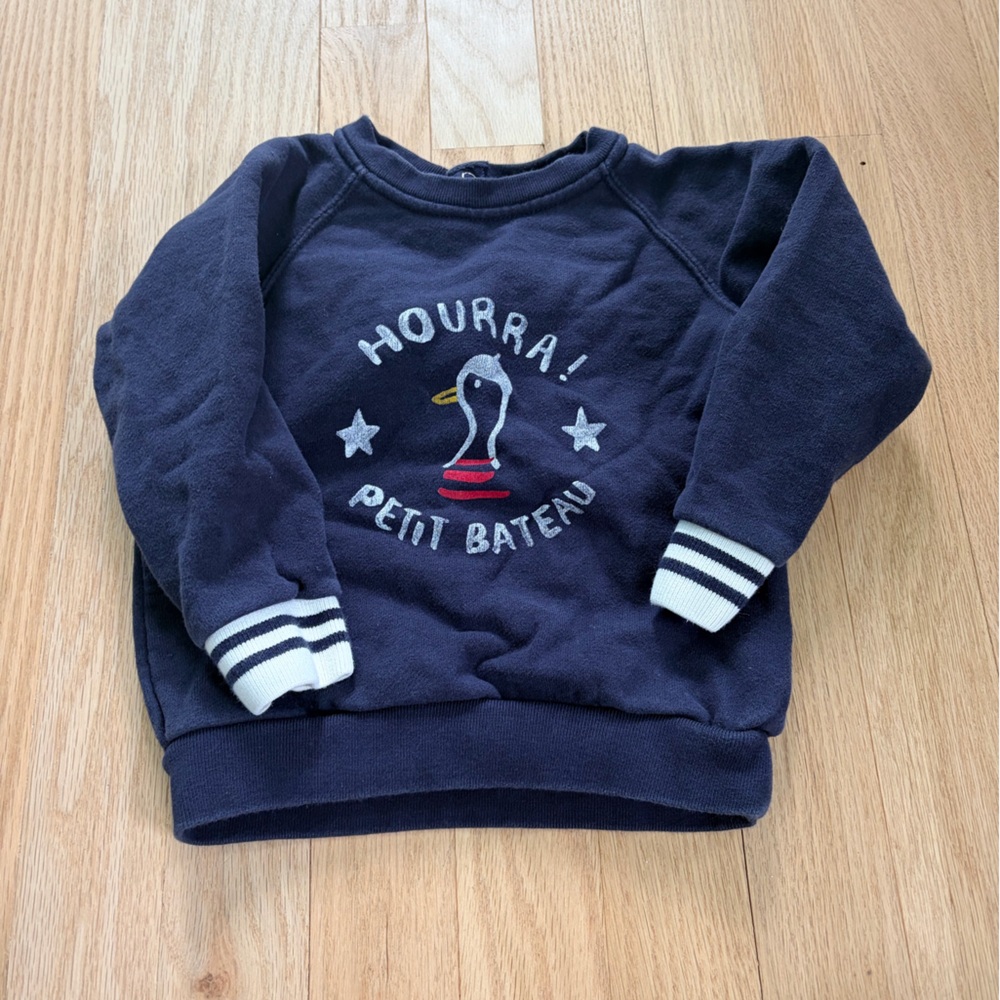 Petit Bateau French Navy Sweatshirt 24 Months Nautical Pullover
